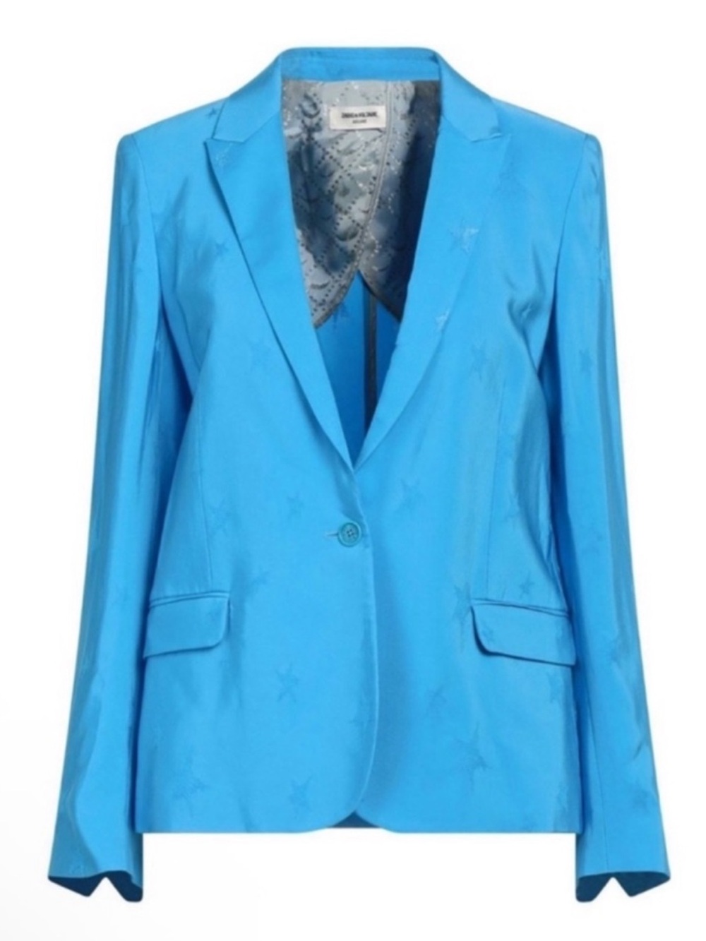 New! Zadig & Voltaire Victor Deluxe Blue Star Jacquard Blazer